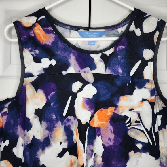 Vera Wang Abstract Floral Tank Top Sz L - Picture 3 of 11